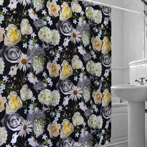 Creative Bath Shower Curtain Unisex 72x72 Black NWT Moonlight Garden Floral